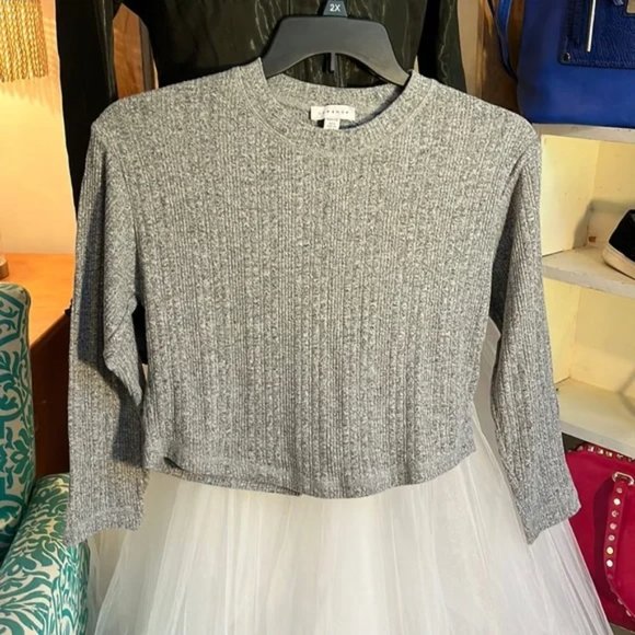 Topshop Tops - TOPSHOP Gray Heather Crop Top Petite Sz 4